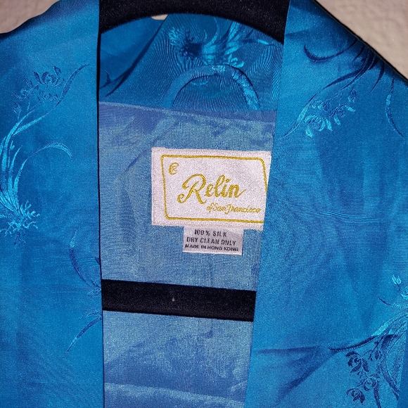 Silk Vintage Hong Kong Kimono Robe BURNING MAN FESTIVAL - Picture 3 of 11